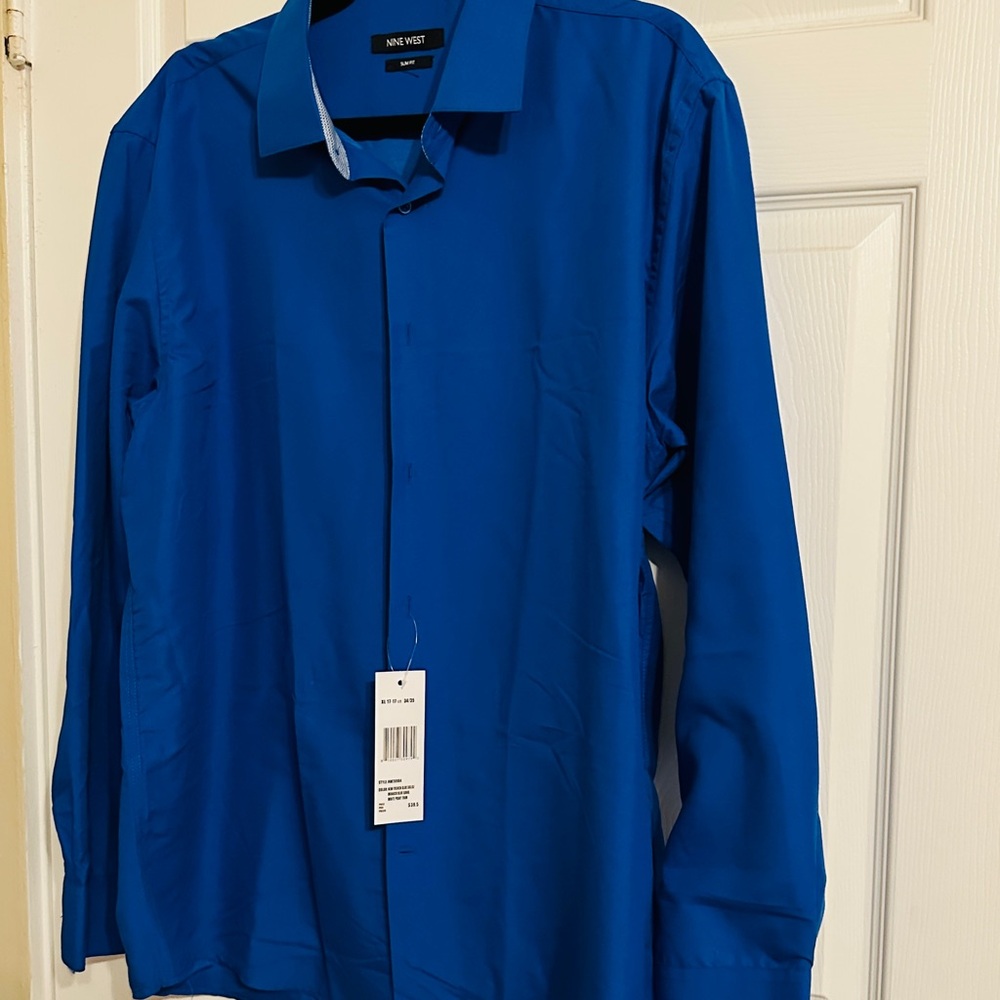 Nine West Men's Vibrant Blue Dress Shirt